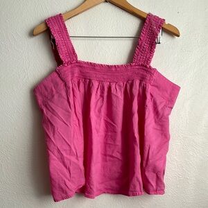 A.N.A. PINK SMOCKED TANK TOP IN PINK